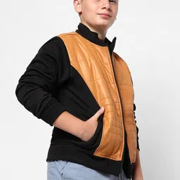 Instafab Boys Colourblocked Stand Collar Windcheater Cotton Sporty Jacket-picture-30