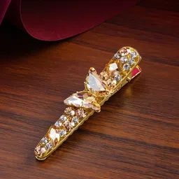 Yellow Chimes Women Gold plated Butterfly Crystal Studded Alligator Hair Clip-image-13