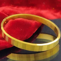 Saizen Unisex Gold-Toned Gold-Plated Bangle-Style Bracelet-picture-37