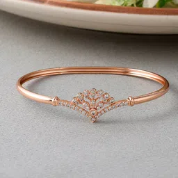 Voylla Women Brass Rose Gold-Plated CZ Elegance Round Cut Bangle-Style Bracelet-image-36