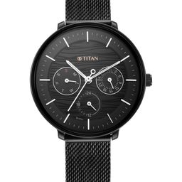 Titan Women Black Brass Dial & Black Stainless Steel Bracelet Style Straps Analogue Watch 2651NM02-picture-31