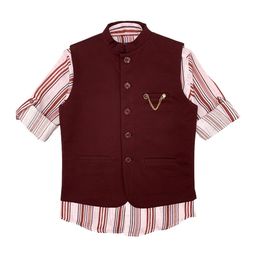 CHARCHIT Boys Maroon Solid Nehru Jacket-picture-24