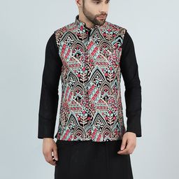 Wintage Printed Cotton Silk Nehru Jacket-picture-38