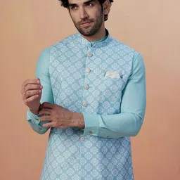 Manyavar Men Printed Sleeveless Nehru Jacket-image-40