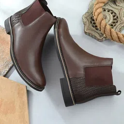 Roadster Men Brown Faux Leather Pro Guard Ankle Casual Boots-picture-16