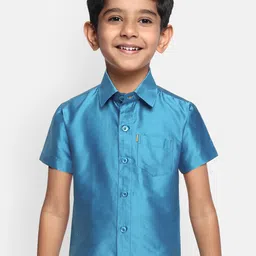 THANGAMAGAN Boys Blue Original Regular Fit Solid Casual Shirt-picture-48