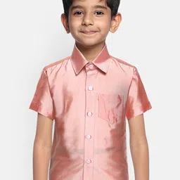 THANGAMAGAN Boys Pink Original Regular Fit Solid Casual Shirt-picture-46