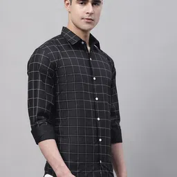 JAINISH Men Classic Windowpane Checks Casual Pure Cotton Shirt image 1