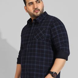Instafab Plus Men Plus Size Classic Windowpane Checked Casual Cotton Shirt-picture-48