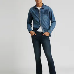 Pepe Jeans Slim Fit Spread Collar Long Sleeves Denim Weave Pure Cotton Casual Shirt-picture-14