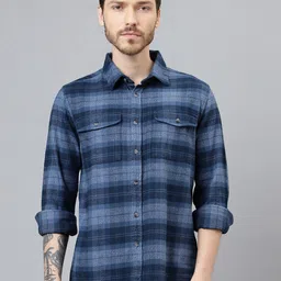 Woodland Tartan Checked Long Sleeves Flannel Pure Cotton Casual Shirt-picture-39