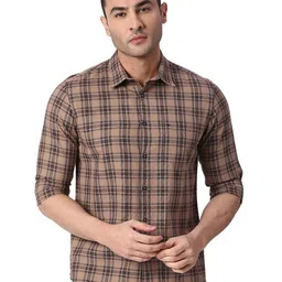Basics Slim Fit Tartan Checked Cotton Casual Shirt-picture-41