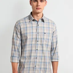 Arrow Sport Slim Fit Tartan Checks Twill Weave Cotton Casual Shirt-image-34