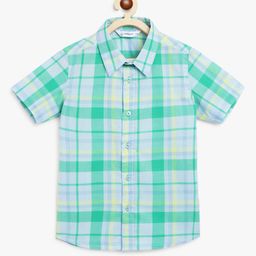 Campana Boys Green Tartan Checks Opaque Checked Casual Shirt-picture-26