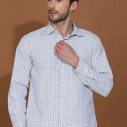Kotty New Grid Tattersall Checks Spread Collar Casual Shirt-image-16