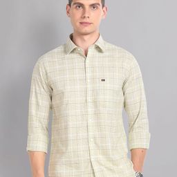AD By Arvind Slim Fit Tartan Checks Spread Collar Long Sleeves Pure Cotton Casual Shirt-picture-38