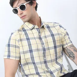 HIGHLANDER Men Slim Fit Tartan Checked Casual Shirt-image-87