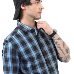 HIGHLANDER Men Slim Fit Tartan Checked Casual Shirt-picture-23