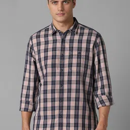 Louis Philippe Jeans Men Peach Slim Fit Opaque Checked Casual Shirt-picture-26