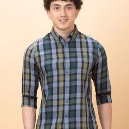 Being Human Men Slim Fit Opaque Checked Casual Shirt-image-95