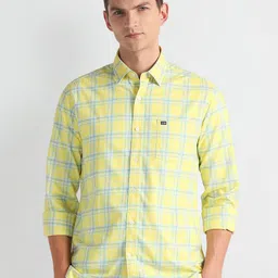 Arrow Sport Slim Fit Checked Spread Collar Long Sleeves Casual Shirt-image-77