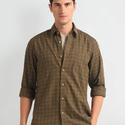 Arrow Sport Slim Fit Checked Twill Weave Pure Cotton Casual Shirt-image-16