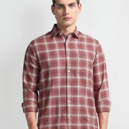 Arrow Sport Slim Fit Checked Pure Cotton Casual Shirt-image-14