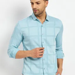 CAMLA Men Windowpane Checked Cotton Opaque Casual Shirt-image-90