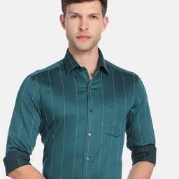 Arrow Vertical Striped Cutaway Collar Pure Cotton Slim Fit Formal Shirt-image-44