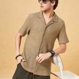 YU by Pantaloons Self Design Textured Cuban Collar Casual Shirt-picture-15