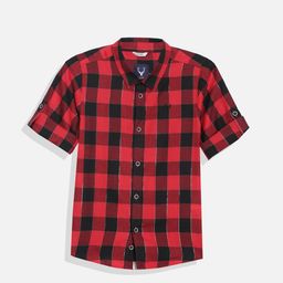 Allen Solly Junior Boys Spread Collar Windowpane Checked Cotton Slim Fit Casual Shirt-picture-28