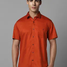 Louis Philippe Sport Slim Fit Spread Collar Pocket Cotton Casual Shirt-image-1
