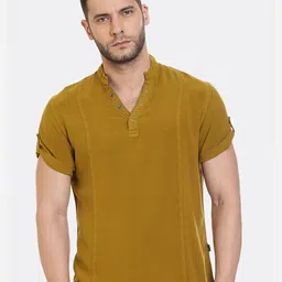 IDENTITI Men Yellow Slim Fit Casual Shirt-image-13