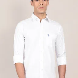u.s. polo assn. U S Polo Assn Men White Slim Fit Casual Shirt-picture-19