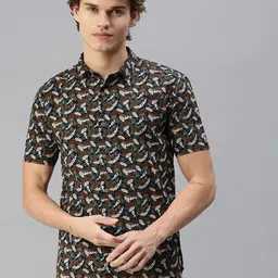 SHOWOFF Men Black Premium Slim Fit Floral Printed Casual Shirt-image-90