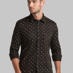 Parx Men Green Slim Fit Floral Printed Cotton Casual Shirt-picture-48
