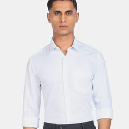 Arrow Men Blue Floral Printed Pure Cotton Formal Shirt-image-13