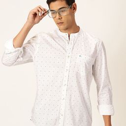 Thomas Scott Men Premium Slim Fit Micro Dots Printed Band Collar Casual Shirt-picture-37
