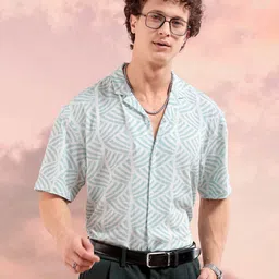 The Indian Garage Co Cuban Collar Geometric Printed Casual Shirt-picture-37