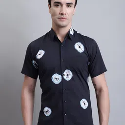 Pistaa Men Black Relaxed Slim Fit Dyed Pure Cotton Casual Shirt-image-55