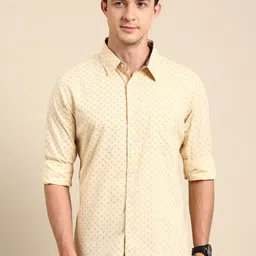 Joven Micro Ditsy Printed Slim Fit Cotton Casual Shirt-image-88
