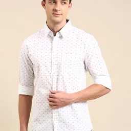 Joven Slim Fit Micro Ditsy Printed Spread Collar Long Sleeves Cotton Casual Shirt-picture-26