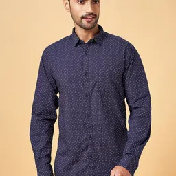 BYFORD by Pantaloons Men Navy Blue Slim Fit Opaque Printed Casual Shirt-image-96