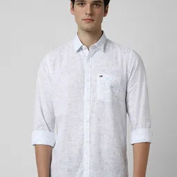 Peter England Casuals Men Spread Collar Solid Cotton Slim Fit Casual Shirt-picture-28