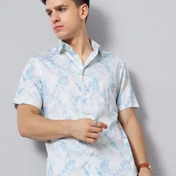 British Club Spread Collar Smart Slim Fit Abstract Printed Casual Pure Cotton Shirt-picture-13