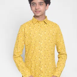 Crimsoune Club Boys Printed Classic Slim Fit Cotton Casual Shirt-image-19