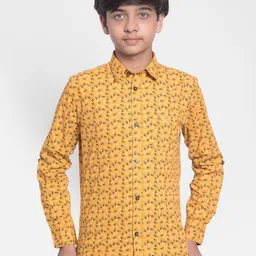 Crimsoune Club Boys Slim Fit Floral Opaque Printed Pure Cotton Casual Shirt-image-32