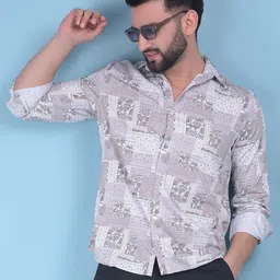 Crimsoune Club Classic Slim Fit Spread Collar Floral Printed Cotton Casual Shirt-picture-40