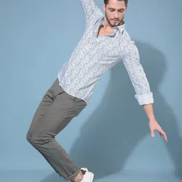 Crimsoune Club Classic Abstract Printed Spread Collar Cotton Curved Slim Fit Casual Shirt-picture-41