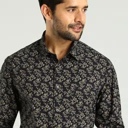 Indian Terrain Classic Slim Fit Floral Printed Spread Collar Shirt-image-50